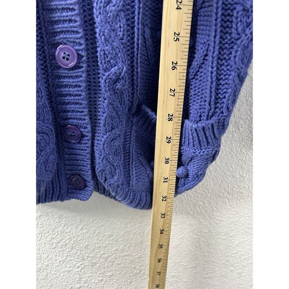 Vintage Worthington Blue ButtonUp Oversized VNeck Long Chunky Cardigan 3D Knit L - Picture 8 of 12